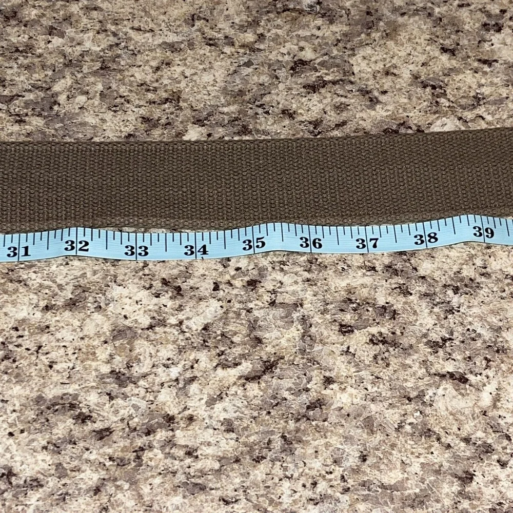 Unisex Canvas Y2K Woven 46” Solid Dark Khaki D-Ring Wide‎ Casual Belt Frayed End